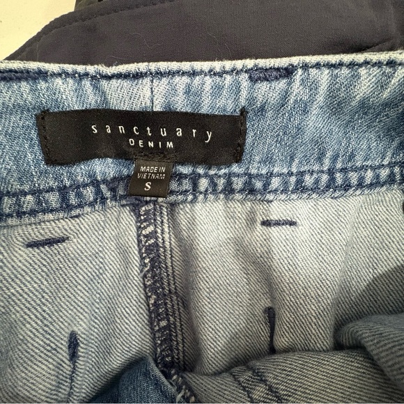 Sanctuary Women's Mini Denim Jean Blue Skirt Tie Belt Pockets Preppy Small EUC - Picture 6 of 7